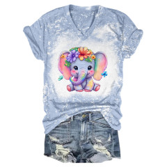 Babe Elephant Tie Dye V-Neck T-Shirt